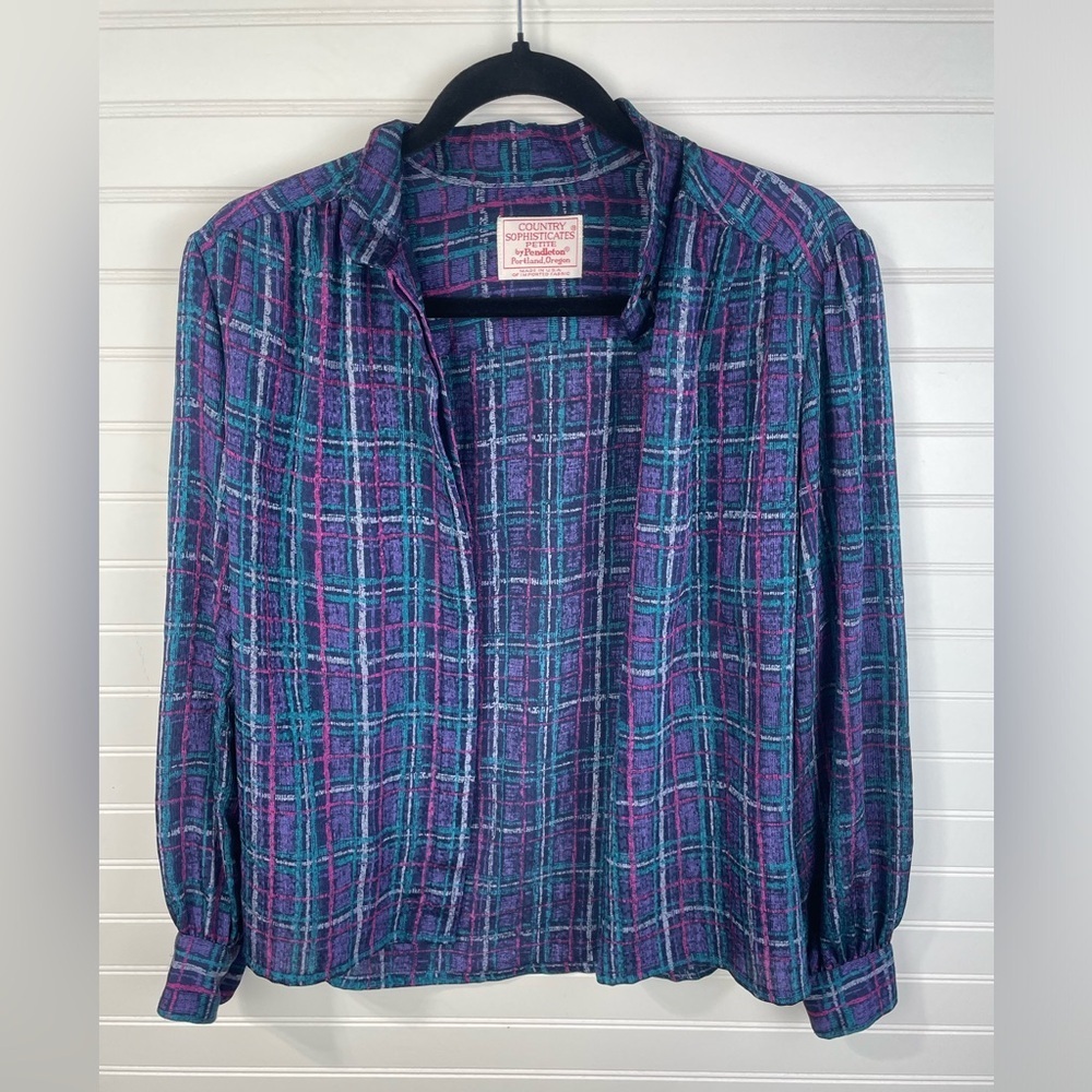Pendleton Vintage County Sophisticates Button Down Petite Plaid Shirt S W - Picture 10 of 10